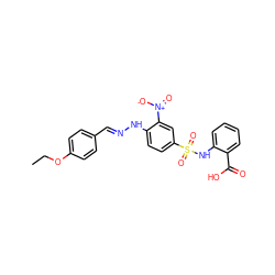 CCOc1ccc(C=NNc2ccc(S(=O)(=O)Nc3ccccc3C(=O)O)cc2[N+](=O)[O-])cc1 ZINC000254498232