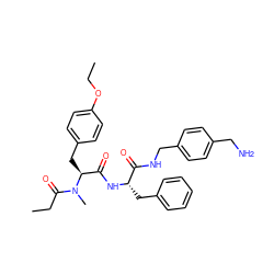 CCOc1ccc(C[C@@H](C(=O)N[C@@H](Cc2ccccc2)C(=O)NCc2ccc(CN)cc2)N(C)C(=O)CC)cc1 ZINC000206316523