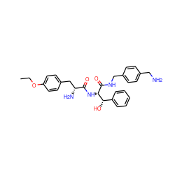 CCOc1ccc(C[C@@H](N)C(=O)N[C@H](C(=O)NCc2ccc(CN)cc2)[C@@H](O)c2ccccc2)cc1 ZINC000206400419