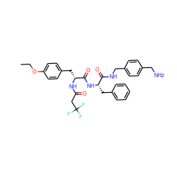 CCOc1ccc(C[C@@H](NC(=O)CC(F)(F)F)C(=O)N[C@@H](Cc2ccccc2)C(=O)NCc2ccc(CN)cc2)cc1 ZINC000206327558