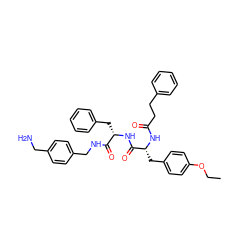 CCOc1ccc(C[C@@H](NC(=O)CCc2ccccc2)C(=O)N[C@@H](Cc2ccccc2)C(=O)NCc2ccc(CN)cc2)cc1 ZINC000206333620