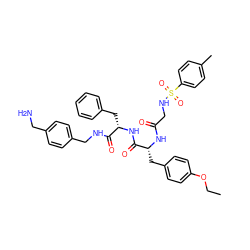 CCOc1ccc(C[C@@H](NC(=O)CNS(=O)(=O)c2ccc(C)cc2)C(=O)N[C@@H](Cc2ccccc2)C(=O)NCc2ccc(CN)cc2)cc1 ZINC000206298384