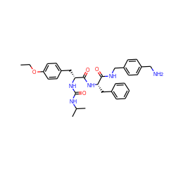 CCOc1ccc(C[C@@H](NC(=O)NC(C)C)C(=O)N[C@@H](Cc2ccccc2)C(=O)NCc2ccc(CN)cc2)cc1 ZINC000206334039