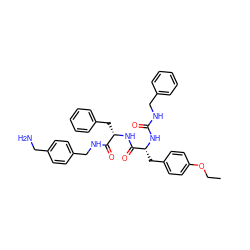 CCOc1ccc(C[C@@H](NC(=O)NCc2ccccc2)C(=O)N[C@@H](Cc2ccccc2)C(=O)NCc2ccc(CN)cc2)cc1 ZINC000206330438