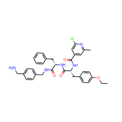 CCOc1ccc(C[C@@H](NC(=O)c2cc(C)nc(Cl)c2)C(=O)N[C@@H](Cc2ccccc2)C(=O)NCc2ccc(CN)cc2)cc1 ZINC000220566200