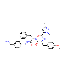 CCOc1ccc(C[C@@H](NC(=O)c2cc(C)nn2C)C(=O)N[C@@H](Cc2ccccc2)C(=O)NCc2ccc(CN)cc2)cc1 ZINC001772582968