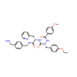 CCOc1ccc(C[C@@H](NC(=O)c2ccc(OC)cc2)C(=O)N[C@@H](Cc2ccccn2)C(=O)NCc2ccc(CN)cc2)cc1 ZINC000206146873