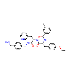 CCOc1ccc(C[C@@H](NC(=O)c2cccc(C)c2)C(=O)N[C@@H](Cc2cccnc2)C(=O)NCc2ccc(CN)cc2)cc1 ZINC000206139639