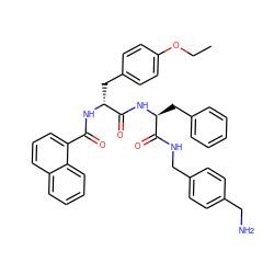 CCOc1ccc(C[C@@H](NC(=O)c2cccc3ccccc23)C(=O)N[C@@H](Cc2ccccc2)C(=O)NCc2ccc(CN)cc2)cc1 ZINC000206148779