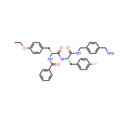 CCOc1ccc(C[C@@H](NC(=O)c2ccccc2)C(=O)N[C@@H](Cc2ccc(F)cc2)C(=O)NCc2ccc(CN)cc2)cc1 ZINC000206326630