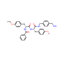 CCOc1ccc(C[C@@H](NC(=O)c2ccccc2)C(=O)N[C@@H](Cc2ccc(OC)cc2)C(=O)NCc2ccc(CN)cc2)cc1 ZINC000206143016