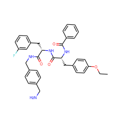 CCOc1ccc(C[C@@H](NC(=O)c2ccccc2)C(=O)N[C@@H](Cc2cccc(F)c2)C(=O)NCc2ccc(CN)cc2)cc1 ZINC000206334724