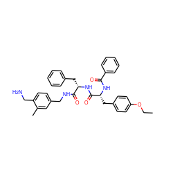 CCOc1ccc(C[C@@H](NC(=O)c2ccccc2)C(=O)N[C@@H](Cc2ccccc2)C(=O)NCc2ccc(CN)c(C)c2)cc1 ZINC000206148863