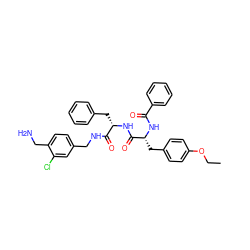 CCOc1ccc(C[C@@H](NC(=O)c2ccccc2)C(=O)N[C@@H](Cc2ccccc2)C(=O)NCc2ccc(CN)c(Cl)c2)cc1 ZINC000206146846