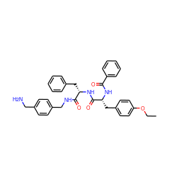 CCOc1ccc(C[C@@H](NC(=O)c2ccccc2)C(=O)N[C@@H](Cc2ccccc2)C(=O)NCc2ccc(CN)cc2)cc1 ZINC000147374437