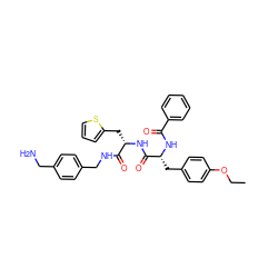 CCOc1ccc(C[C@@H](NC(=O)c2ccccc2)C(=O)N[C@@H](Cc2cccs2)C(=O)NCc2ccc(CN)cc2)cc1 ZINC000206146809