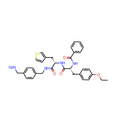 CCOc1ccc(C[C@@H](NC(=O)c2ccccc2)C(=O)N[C@@H](Cc2ccsc2)C(=O)NCc2ccc(CN)cc2)cc1 ZINC000206146007