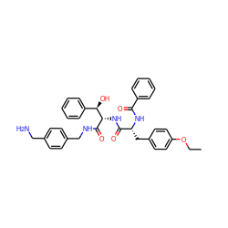 CCOc1ccc(C[C@@H](NC(=O)c2ccccc2)C(=O)N[C@H](C(=O)NCc2ccc(CN)cc2)[C@H](O)c2ccccc2)cc1 ZINC000206314174