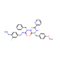 CCOc1ccc(C[C@@H](NC(=O)c2ccccn2)C(=O)N[C@@H](Cc2ccccc2)C(=O)NCc2ccc(CN)c(F)c2)cc1 ZINC000206141596