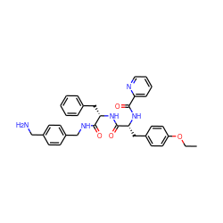 CCOc1ccc(C[C@@H](NC(=O)c2ccccn2)C(=O)N[C@@H](Cc2ccccc2)C(=O)NCc2ccc(CN)cc2)cc1 ZINC000206140194