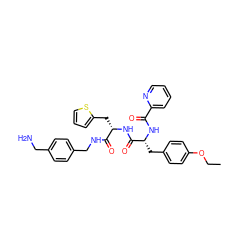 CCOc1ccc(C[C@@H](NC(=O)c2ccccn2)C(=O)N[C@@H](Cc2cccs2)C(=O)NCc2ccc(CN)cc2)cc1 ZINC000206147428