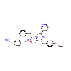 CCOc1ccc(C[C@@H](NC(=O)c2cccnc2)C(=O)N[C@@H](Cc2ccccc2)C(=O)NCc2ccc(CN)cc2)cc1 ZINC000206309805