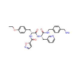 CCOc1ccc(C[C@@H](NC(=O)c2ccno2)C(=O)N[C@@H](Cc2cccnc2)C(=O)NCc2ccc(CN)cc2)cc1 ZINC000206144788