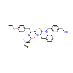 CCOc1ccc(C[C@@H](NC(=O)c2sccc2C)C(=O)N[C@@H](Cc2ccccc2)C(=O)NCc2ccc(CN)cc2)cc1 ZINC000206140995