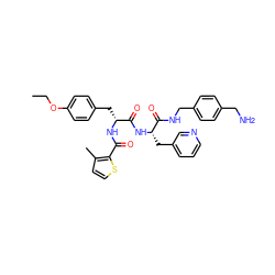 CCOc1ccc(C[C@@H](NC(=O)c2sccc2C)C(=O)N[C@@H](Cc2cccnc2)C(=O)NCc2ccc(CN)cc2)cc1 ZINC000206148899