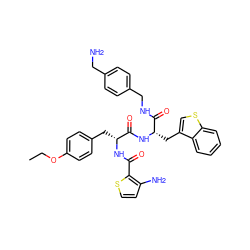 CCOc1ccc(C[C@@H](NC(=O)c2sccc2N)C(=O)N[C@@H](Cc2csc3ccccc23)C(=O)NCc2ccc(CN)cc2)cc1 ZINC000217069568