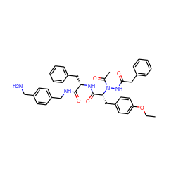 CCOc1ccc(C[C@H](C(=O)N[C@@H](Cc2ccccc2)C(=O)NCc2ccc(CN)cc2)N(NC(=O)Cc2ccccc2)C(C)=O)cc1 ZINC000206299828