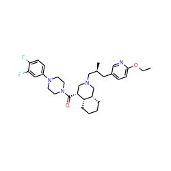 CCOc1ccc(C[C@H](C)CN2C[C@@H](C(=O)N3CCN(c4ccc(F)c(F)c4)CC3)[C@H]3CCCC[C@H]3C2)cn1 ZINC000049778085