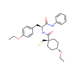 CCOc1ccc(C[C@H](NC(=O)[C@]2(CS)CC[C@H](OCC)CC2)C(=O)Nc2ccccc2)cc1 ZINC000100810049