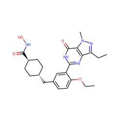 CCOc1ccc(C[C@H]2CC[C@H](C(=O)NO)CC2)cc1-c1nc2c(CC)nn(C)c2c(=O)[nH]1 ZINC001772627037