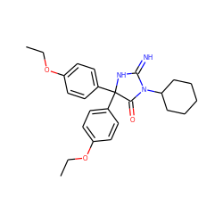 CCOc1ccc(C2(c3ccc(OCC)cc3)NC(=N)N(C3CCCCC3)C2=O)cc1 ZINC000103243783