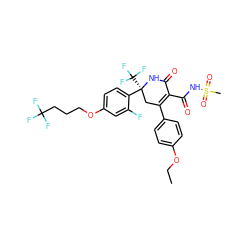 CCOc1ccc(C2=C(C(=O)NS(C)(=O)=O)C(=O)N[C@@](c3ccc(OCCCC(F)(F)F)cc3F)(C(F)(F)F)C2)cc1 ZINC001772612555