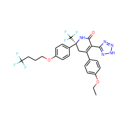 CCOc1ccc(C2=C(c3nn[nH]n3)C(=O)N[C@@](c3ccc(OCCCC(F)(F)F)cc3)(C(F)(F)F)C2)cc1 ZINC000224066673