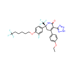 CCOc1ccc(C2=C(c3nn[nH]n3)C(=O)N[C@](c3ccc(OCCCCCC(F)(F)F)c(F)c3)(C(F)(F)F)C2)cc1 ZINC001772590006