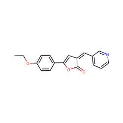 CCOc1ccc(C2=C/C(=C/c3cccnc3)C(=O)O2)cc1 ZINC000000274484