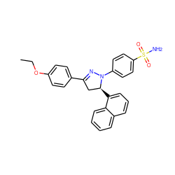 CCOc1ccc(C2=NN(c3ccc(S(N)(=O)=O)cc3)[C@@H](c3cccc4ccccc34)C2)cc1 ZINC000473123248