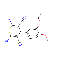 CCOc1ccc(C2C(C#N)=C(N)SC(N)=C2C#N)cc1OCC ZINC000019851671