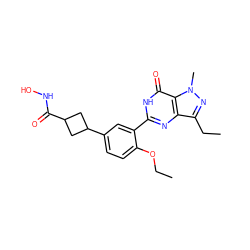 CCOc1ccc(C2CC(C(=O)NO)C2)cc1-c1nc2c(CC)nn(C)c2c(=O)[nH]1 ZINC001772589219