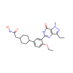 CCOc1ccc(C2CCC(CC(=O)NO)CC2)cc1-c1nc2c(CC)nn(C)c2c(=O)[nH]1 ZINC001772651435