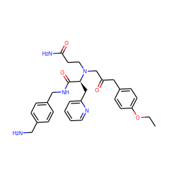 CCOc1ccc(CC(=O)CN(CCC(N)=O)[C@@H](Cc2ccccn2)C(=O)NCc2ccc(CN)cc2)cc1 ZINC000206321742