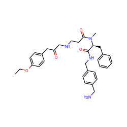 CCOc1ccc(CC(=O)CNCCC(=O)N(C)[C@@H](Cc2ccccc2)C(=O)NCc2ccc(CN)cc2)cc1 ZINC000206322068