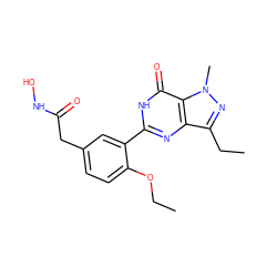 CCOc1ccc(CC(=O)NO)cc1-c1nc2c(CC)nn(C)c2c(=O)[nH]1 ZINC001772604718