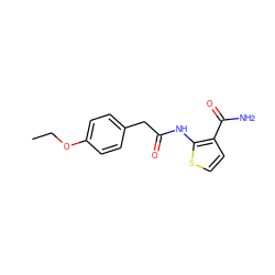 CCOc1ccc(CC(=O)Nc2sccc2C(N)=O)cc1 ZINC000007614915