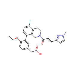 CCOc1ccc(CC(=O)O)cc1-c1ccc(F)c2c1CN(C(=O)/C=C/c1ccn(C)n1)CC2 ZINC000144143614