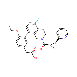 CCOc1ccc(CC(=O)O)cc1-c1ccc(F)c2c1CN(C(=O)[C@@H]1C[C@@H]1c1ccccn1)CC2 ZINC000144794829