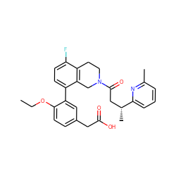 CCOc1ccc(CC(=O)O)cc1-c1ccc(F)c2c1CN(C(=O)C[C@@H](C)c1cccc(C)n1)CC2 ZINC000144081378